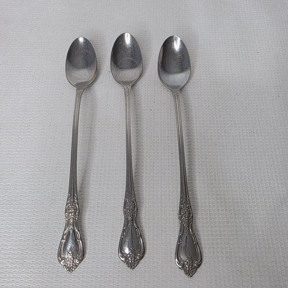 Oneida Kennett Square Iced Tea Spoons Set 3 Distinction Deluxe Stainless
